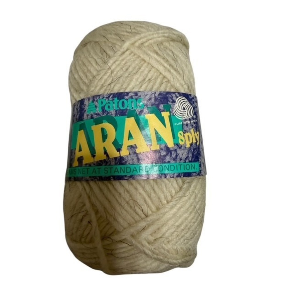 Patons Aran Pure Wool Australian Yarn Cream with Brown  Shade 9419 Dye Lot 5